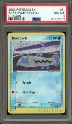 Pokemon Barboach EX Dragon Reverse Holo #51 PSA 8 - Image 1
