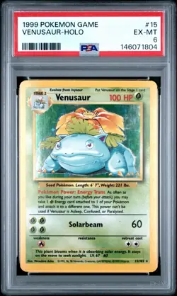 1999 Pokemon Base Set Unlimited - Venusaur 15/102 - Holo - PSA Graded: 6 - Image 1