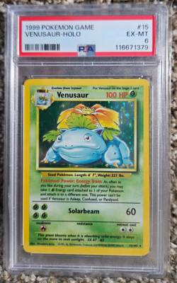 1999 POKEMON VENUSAUR #15 BASE SET UNLIMITED HOLO PSA 6 - Image 1