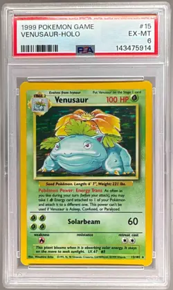 1999 Pokemon Unlimited 15 Venusaur Holo PSA 6 143475914 - Image 1
