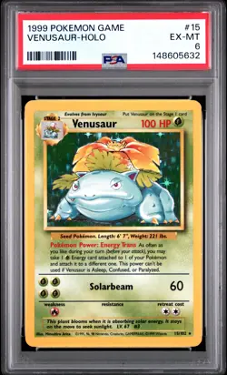 1999 Pokemon 15 Venusaur Holo PSA 6 148605632 - Image 1