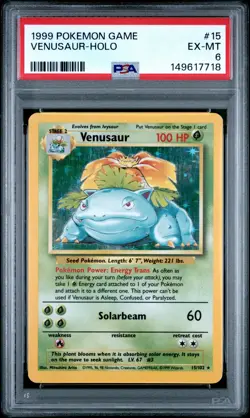 1999 Pokemon 15 Venusaur Holo PSA 6 149617718 - Image 1