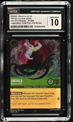 Disney Lorcana GRADED 2024 Ursula Deceiver of All 91 LEG 10 CGC - Image 1