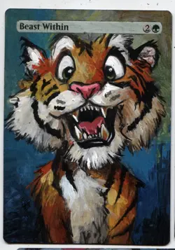Beast Within Altered Art Mtg Hand Painted Card Commander - Image 1