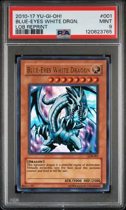 2010-2017 YU-GI-OH! LOB REPRINT #001 BLUE-EYES WHITE DRAGON PSA 9 - Image 1