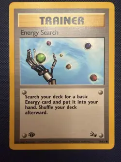 Pokemon TCG Energy Search 59/62 Fossil Regular Common Card, First Edition - Image 1