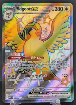 Pokemon Pidgeot ex #221/091 English Paldean Fates Shiny Ultra Rare Full Art - Image 1