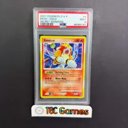 Entei Cracked Ice Holo Pokemon Diamond & Pearl Secret Wonders #4 PSA 9 - Image 1