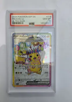 2024 Pokemon SSP En-Surging Sparks Ultra Rare #219 Pikachu EX PSA 10 Gem MT - Image 3
