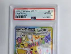 2024 Pokemon SSP En-Surging Sparks Ultra Rare #219 Pikachu EX PSA 10 Gem MT - Image 4
