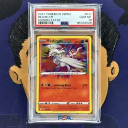 💎PSA 10 GEM MINT 2021 Pokemon Shining Fates RESHIRAM #017 Amazing Rare Holo - Image 2