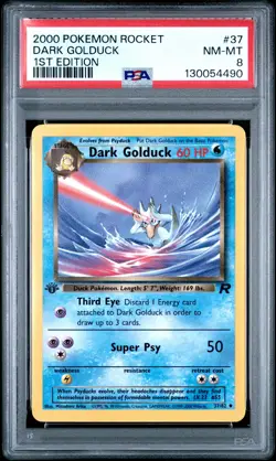 2000 POKEMON ROCKET 1ST EDITION #37 DARK GOLDUCK PSA 8 - Image 1