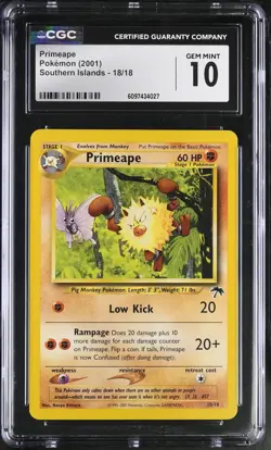 Pokemon Primeape #18 Southern Islands CGC 10 Gem Mint - Image 1