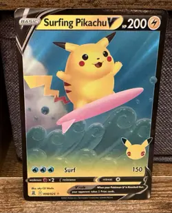 Pokemon Surfing Pikachu V 008/025 Celebrations Ultra Rare Full Art Holo - Image 1