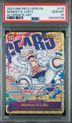 OP05-119 MONKEY D. LUFFY 2023 ONE PIECE AWAKENING OF THE NEW ERA ALT ART PSA 10 - Image 1