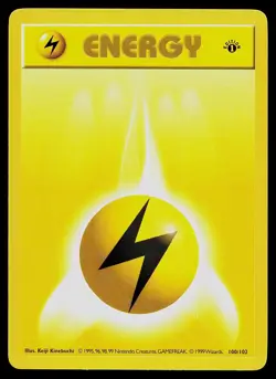 Pokemon Card - Lightning Energy Base Set Shadowless 100/102 1st Edition Common - Image 1