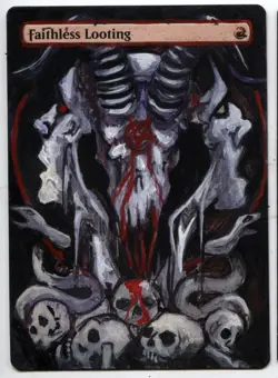 Faithless Looting Altered Art Mtg Hand Painted Card Commander - Image 1