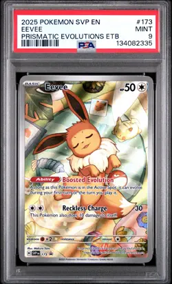 2025 POKEMON SVP EN-SV BLACK STAR PROMO #173 EEVEE PSA 9 - Image 1