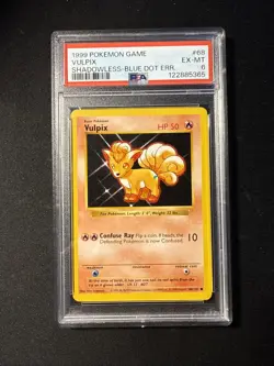 1999 Pokemon Base Set Vulpix Shadowless Blue Dot Error 68/102 Psa6 - Image 1
