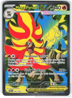 POKEMON MEGA PYROAR EX 099/086 ME04: CHAOS RISING HOLO NM - Image 1