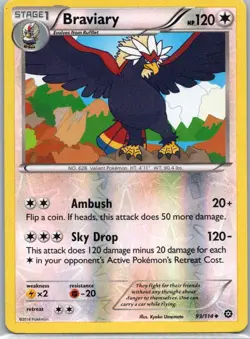 Pokemon TCG Braviary 93/114 Steam Siege Rev Holo NM - Image 1