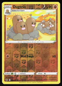 Dugtrio 093/202 Uncommon Sword & Shield Pokemon Reverse Holo Lightly Played - Image 1