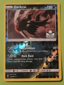 Darkrai 87/147 Reverse Holo Burning Shadows Pokemon League Stamped - Image 1