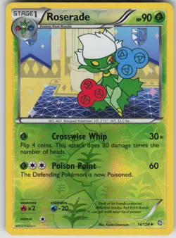 Pokemon TCG Roserade (14) Uncommon Reverse Holo Dragons Exalted 14/124 - Image 1