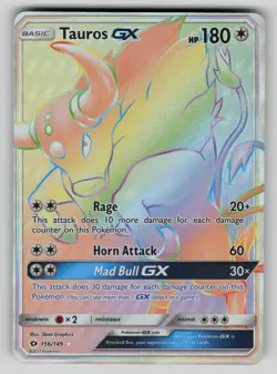 Tauros GX (Secret) 156/149 Holo Secret Rare SM Base Set Pokemon NM - Image 1