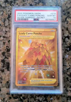 Leafy Camo Pancho Secret RARE Pokemon Card PSA 10 GM 214/195 Silver Tempest 2022 - Image 1