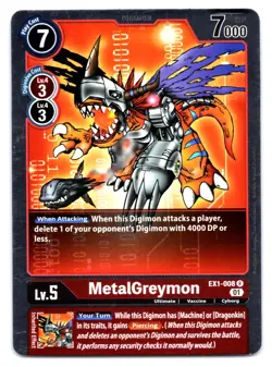 MetalGreymon Ex1-008 (R) Digimon FOIL Card - Image 1