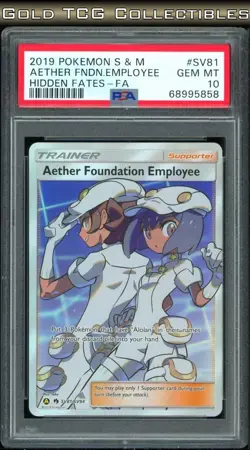 PSA 10 ⭐ Pokemon Aether Foundation Employee Hidden Fates SV81 Full Art - Image 1