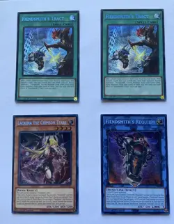 YuGiOh Fiendsmith Core 2025 Tin- 2x Tract 1x Lacrima Crimson Tears 1x Requiem NM - Image 1