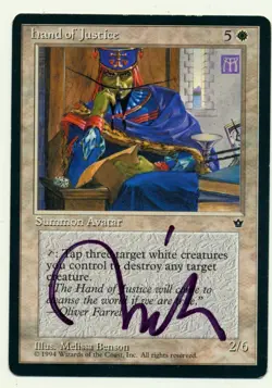 MTG Hand of Justice Signed Melissa Benson Reserved List Magic The Gathering - Image 1