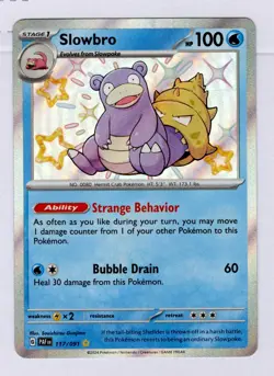 Slowbro 117/091 Shiny Rare Paldean Fates Pokemon Holo Near Mint - Image 1