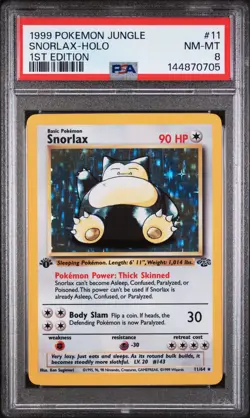 Snorlax Holo 11/64 1st Edition Jungle Pokemon PSA 8 - Image 1
