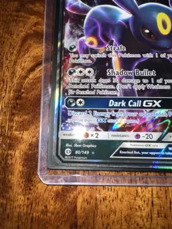 Umbreon GX Card 80/149 Sun & Moon Base Set Ultra Rare SM Holo Light Play LP - Image 3