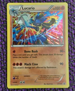 Pokemon TCG Lucario XY140 Black Star Promo Cosmos Holo Steam Siege LP+ / NM- - Image 1