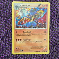 Pokemon TCG Lucario XY140 Black Star Promo Cosmos Holo Steam Siege LP+ / NM- - Image 3