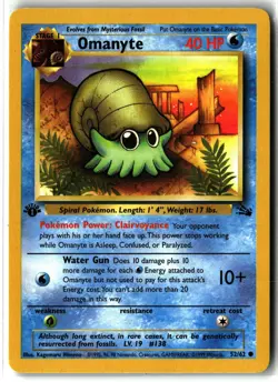 Omanyte ⭐ 52/62 1st Edition Vintage WOTC Common Fossil 1999 Pokemon NM - Image 1