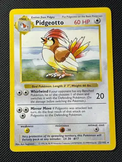 Pidgeotto - 22/102 Base Set Shadowless Rare - LP - Pokemon TCG WOTC - Image 1