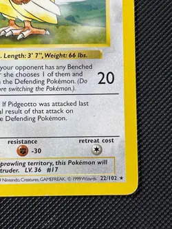 Pidgeotto - 22/102 Base Set Shadowless Rare - LP - Pokemon TCG WOTC - Image 4
