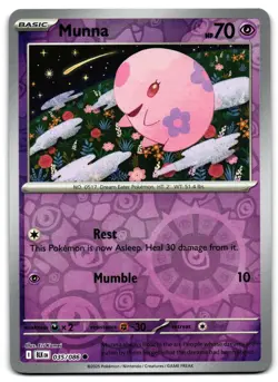 Munna 035/086 - 🌊 Black Bolt Common Pokemon TCG Reverse Holo 🖤 - LP - Image 1