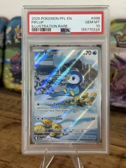 2025 POKEMON PFL EN-PHANTASMAL FLAMES ILLUSTRATION RARE #098 PIPLUP PSA 10 - Image 1