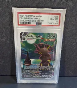 2021 Pokemon SWSH Evolving Skies Secret #215 FA Umbreon VMAX PSA 10 GEM MINT - Image 1