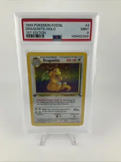 1999 Pokemon Fossil 1st EDITION HOLO Dragonite #4 PSA 9 - Image 1