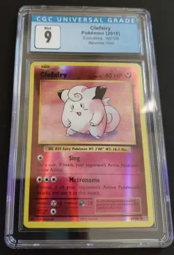 Xy Evolutions Pokemon Clefairy Reverse holo 63/108 CGC 9 /PSA - Image 1