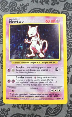 Pokemon TCG Mewtwo Base Set 10/102 Holo 1999-2000 Wizards Base Set Copyright... - Image 1