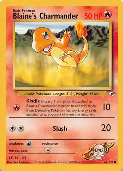 Blaine's Charmander 61/132 Common Gym Heroes Pokemon Unlimited Moderately Played - Image 1
