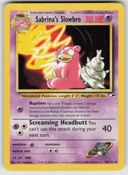 Sabrina's Slowbro 60/132 Uncommon Gym Heroes Pokemon Unlimited Moderately Played - Image 1